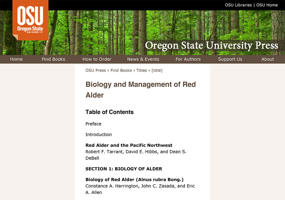 Biology and Management of Red Alder Chapter Editing