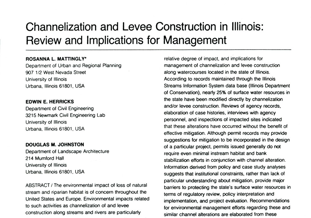 Research on Channel Alterations in Illinois